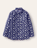 Chemise de soirée imprimée-Animal de la forêt bleu tribord