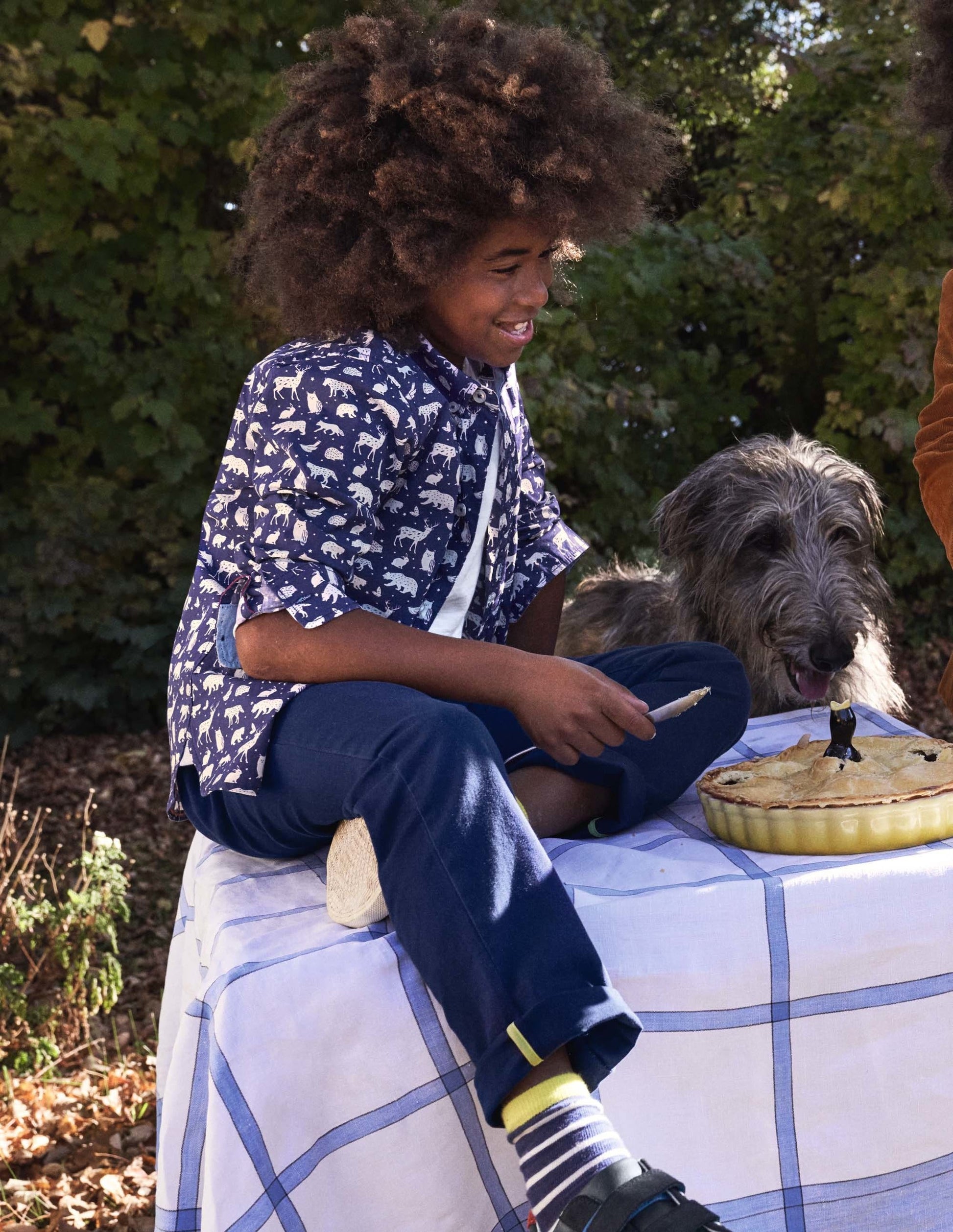Chemise de soirée imprimée-Animal de la forêt bleu tribord-4
