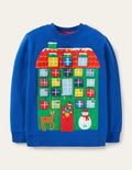 Sweat à motif calendrier de l'Avent-Bleu brillant