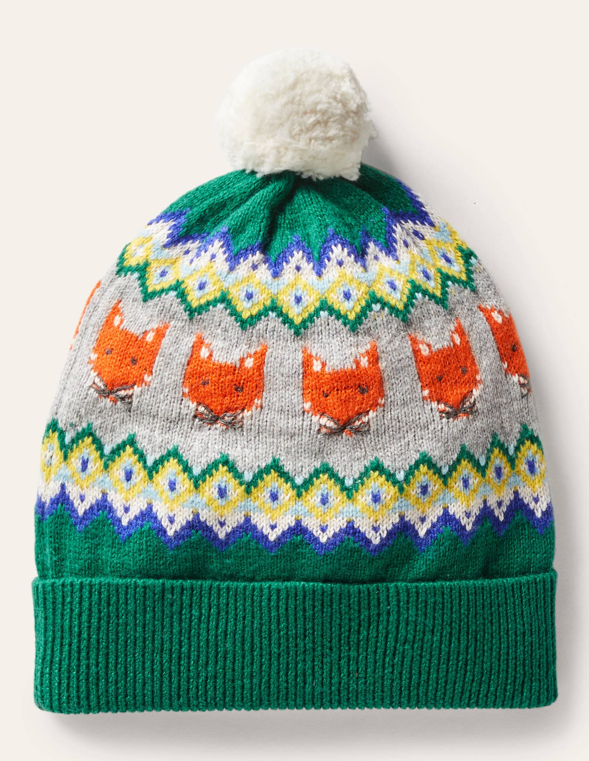 Gemütliche Fuchs-Mütze mit Fair-Isle-Muster-Waldgrün - Image 2