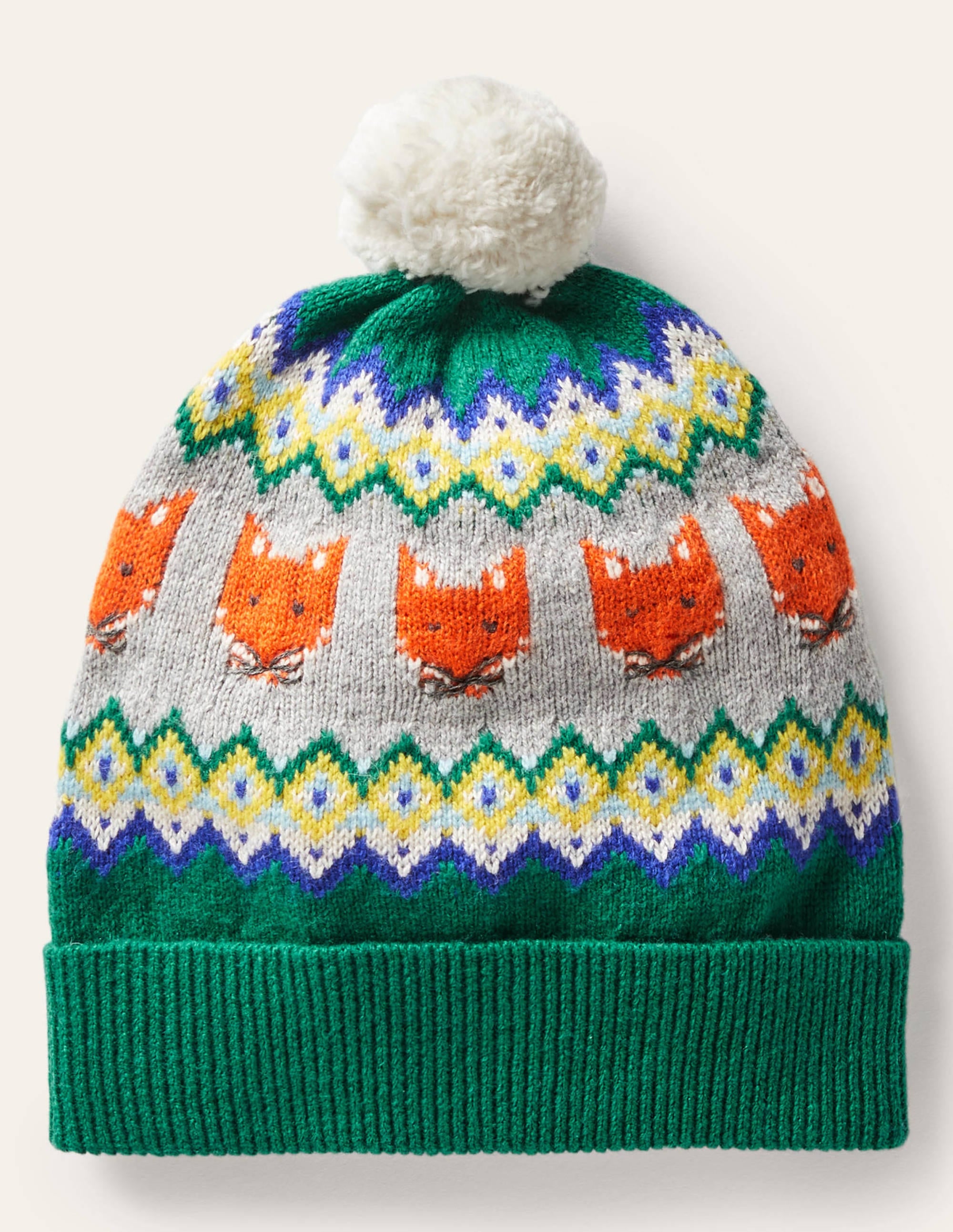 Gemütliche Fuchs-Mütze mit Fair-Isle-Muster-Waldgrün - Image 1