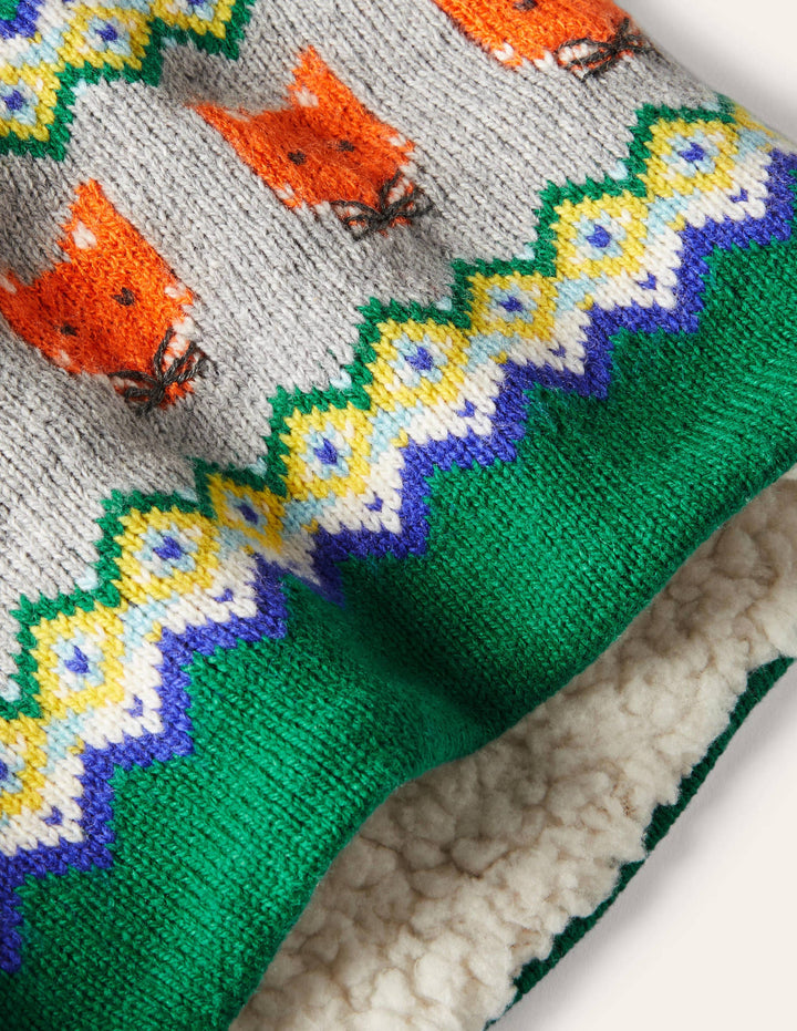 Cosy Fox Fair Isle Snood-Forest Green