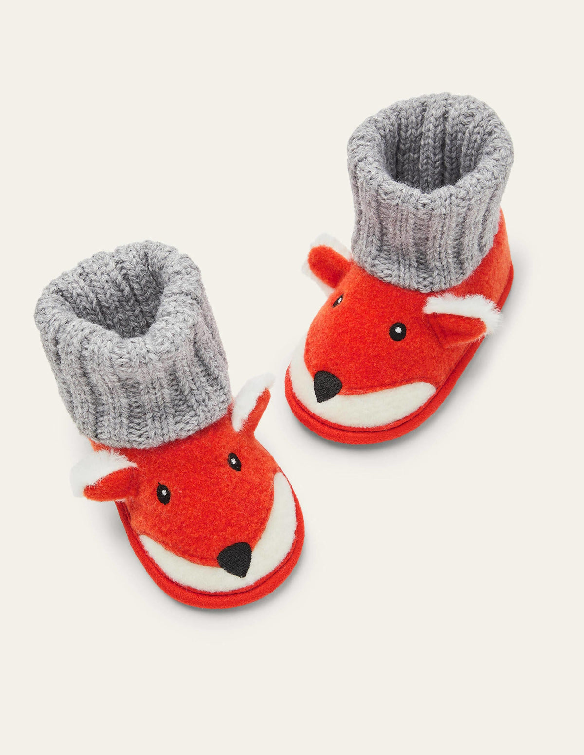 Gestrickte Fuchs-Hausschuhstiefel-Herbstliches Orange-1