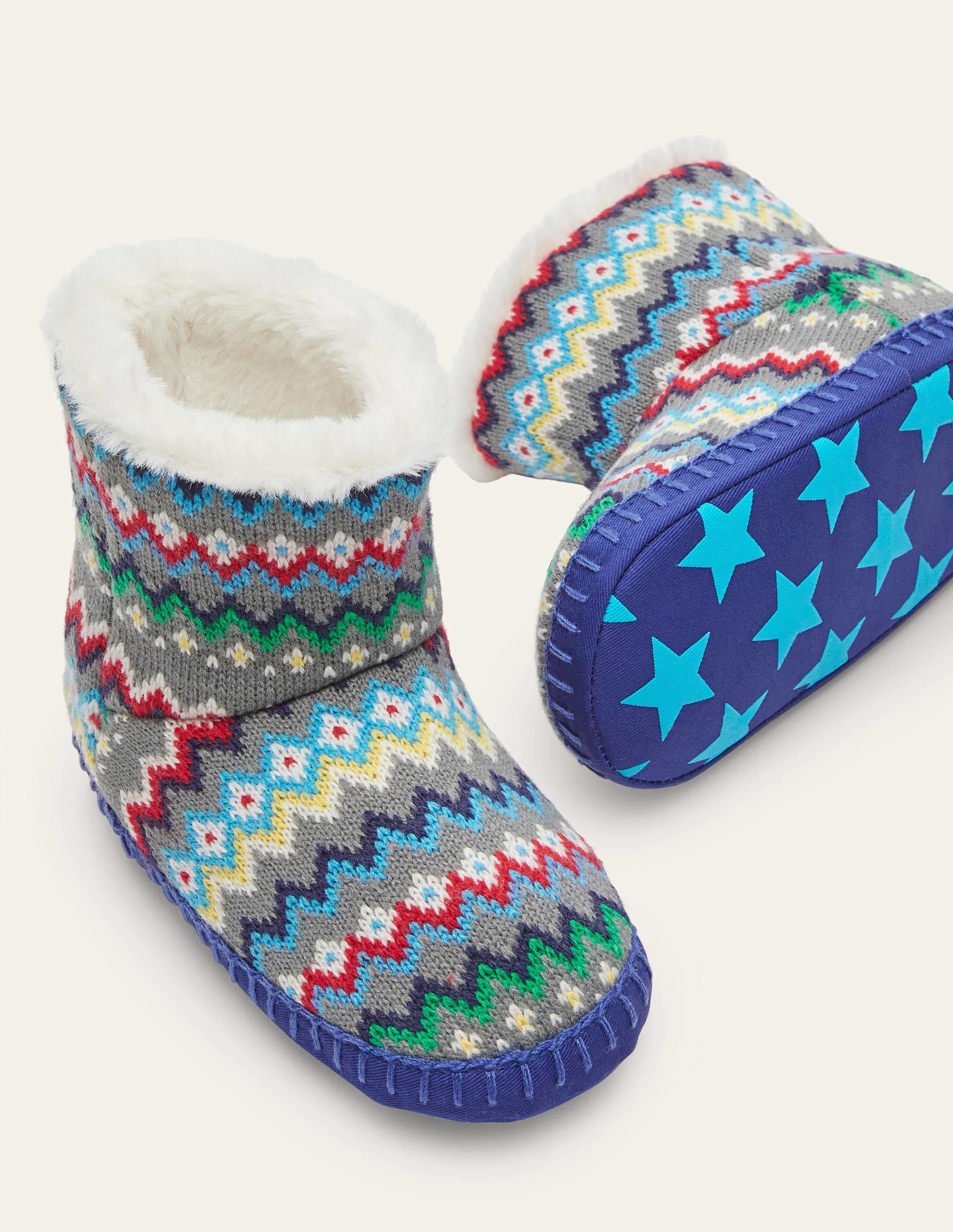 Chaussons bottillons-Motif jacquard gris - Image 1