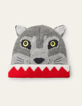 Bonnet loup en maille-Gris chiné