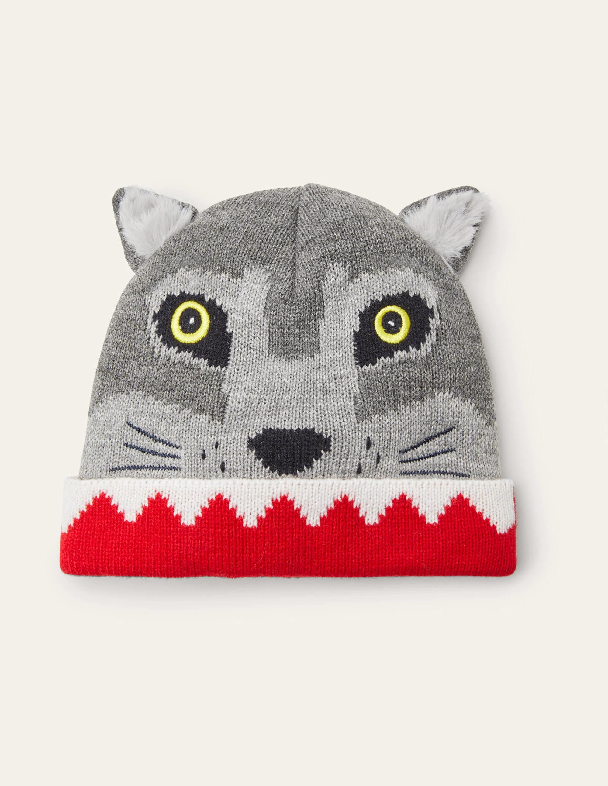 Bonnet loup en maille-Gris chiné - Image 1