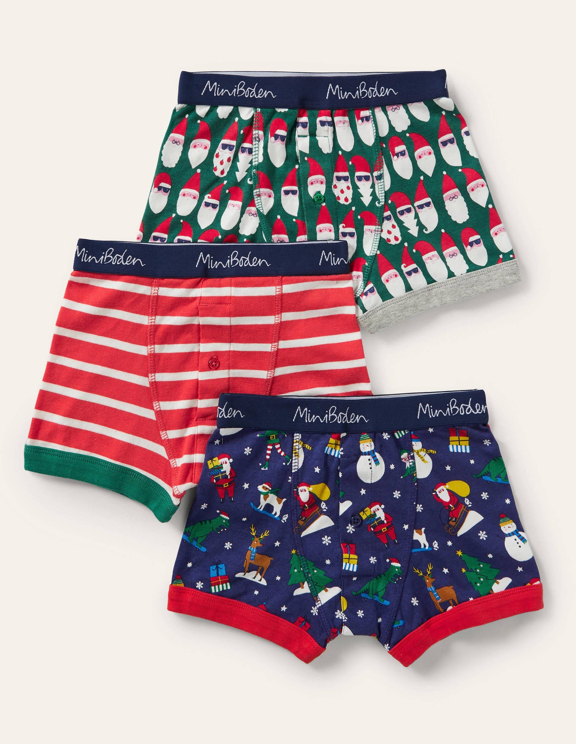Christmas Boxers 3 Pack-Green Santa - Image 1