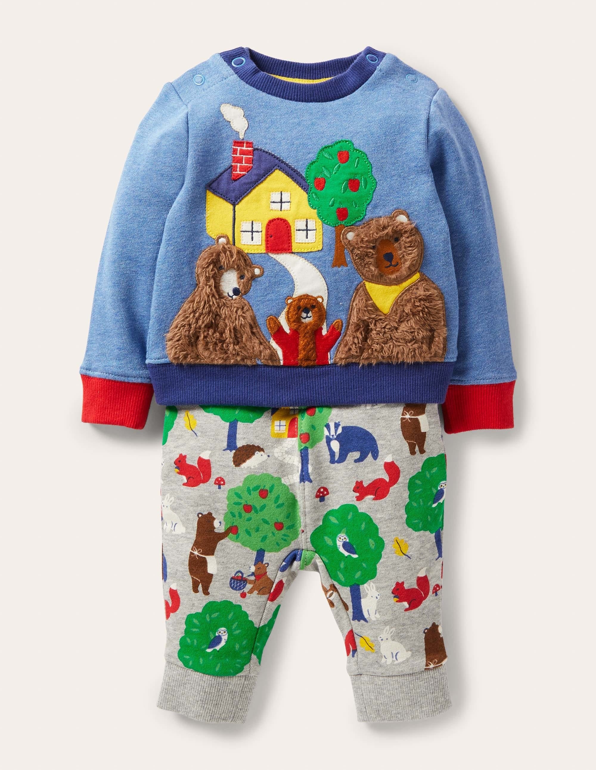 Cosy Sweatshirt & Bottoms Set-Grey Marl Bears - Image 1