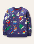 Printed Sweatshirt-Starboard Blue Festive Friends