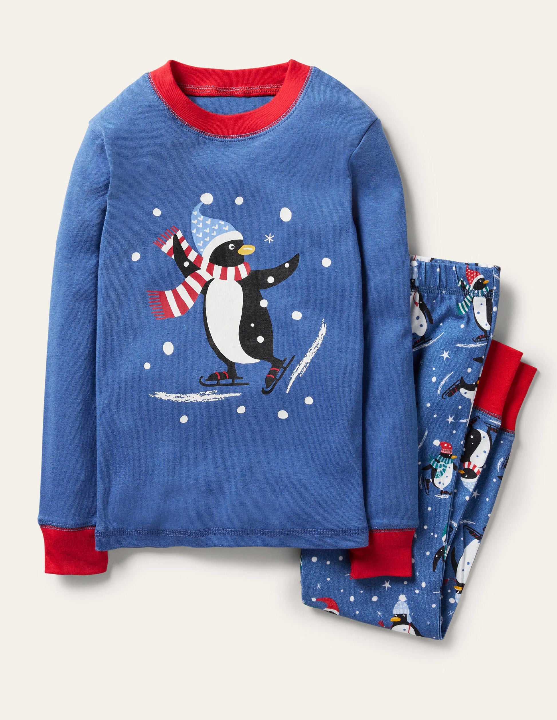 Snug Long John Pyjamas-Elizabethan Blue Penguins-1