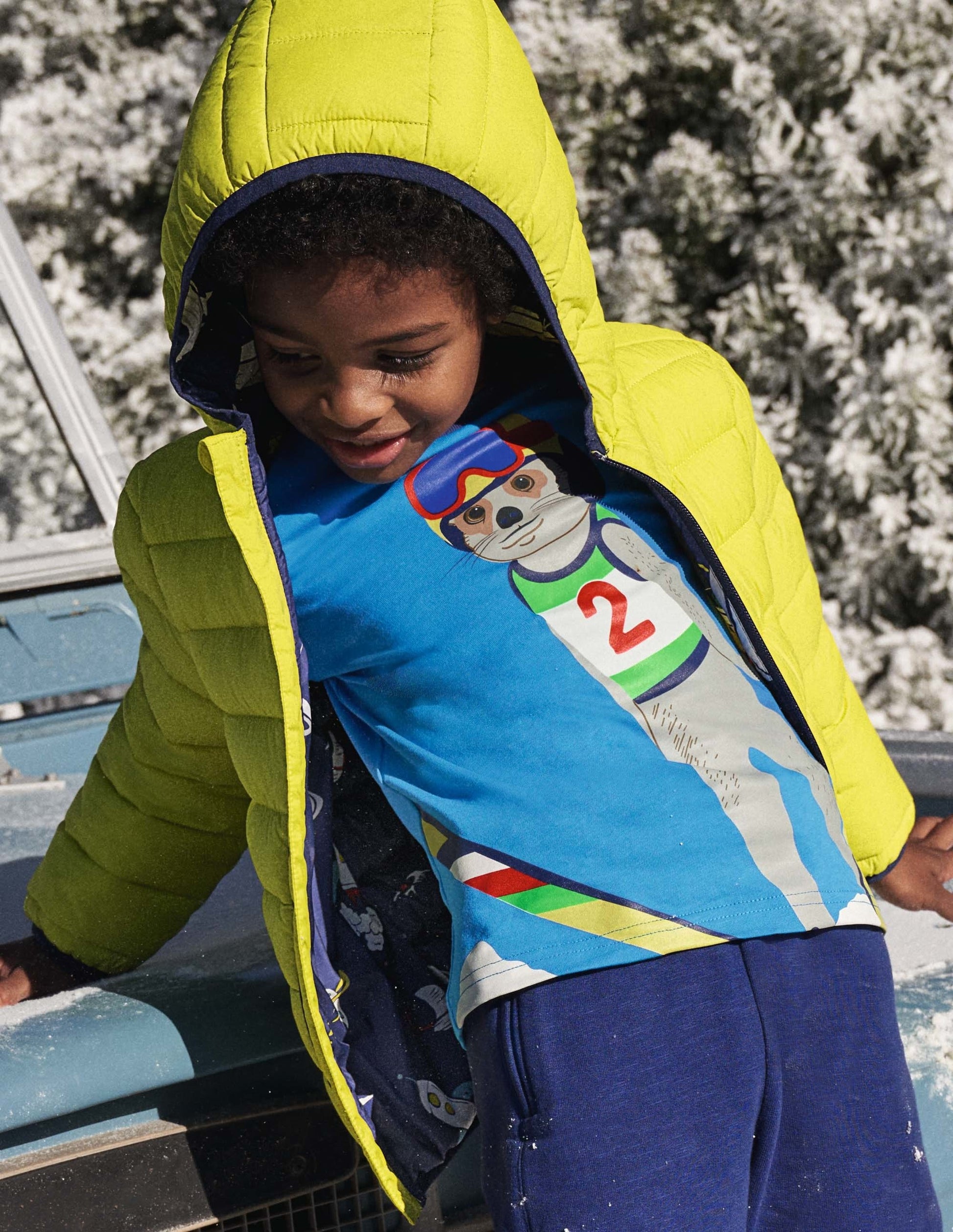 Animal Snow Sports T-shirt-Moroccan Blue Skiing Meerkat-4