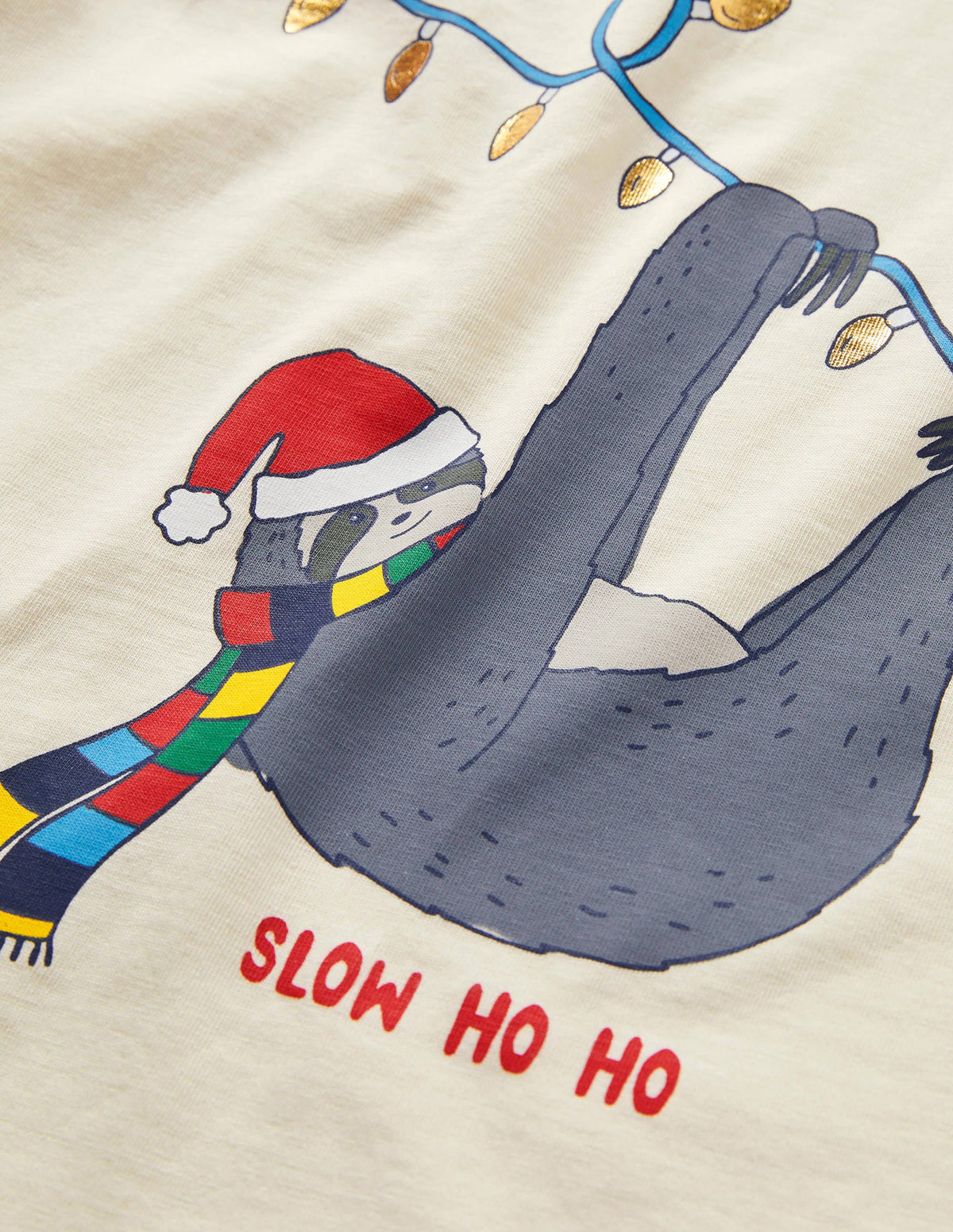 Festliches Raglan-Oberteil mit witzigem Spruch-Naturweiß/Rot, Slow Ho-Ho-3