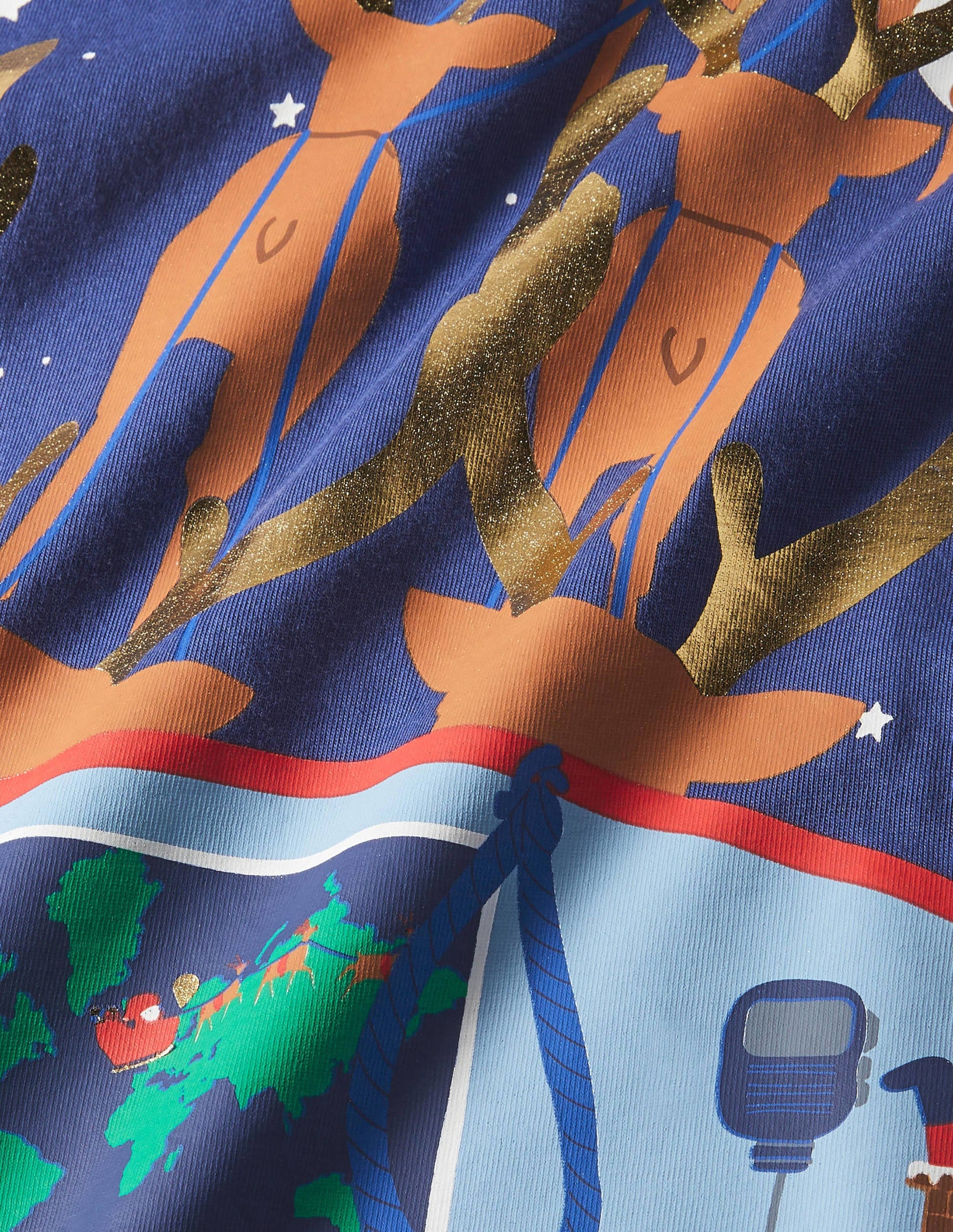 T-shirt à motif livraison de Noël-Traineau du père Noël bleu tribord-3