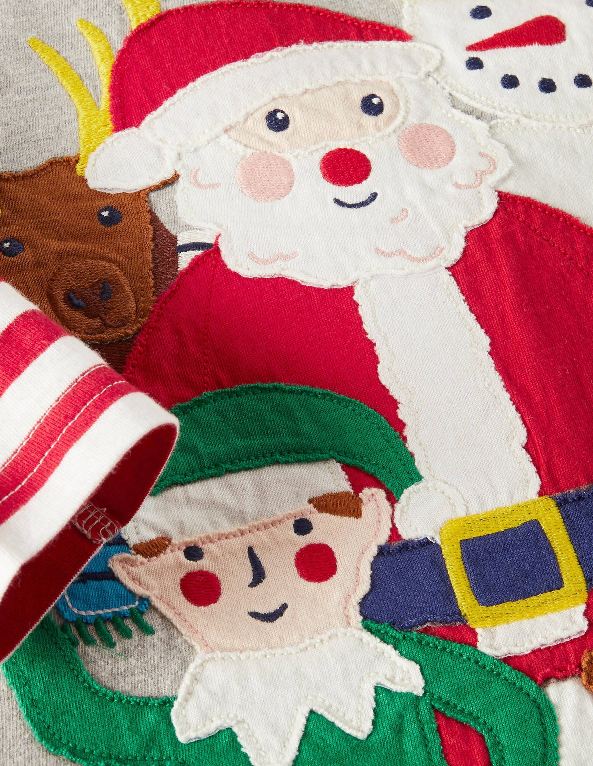 T-shirt à appliqué festif-Amis du père Noël gris chiné-3