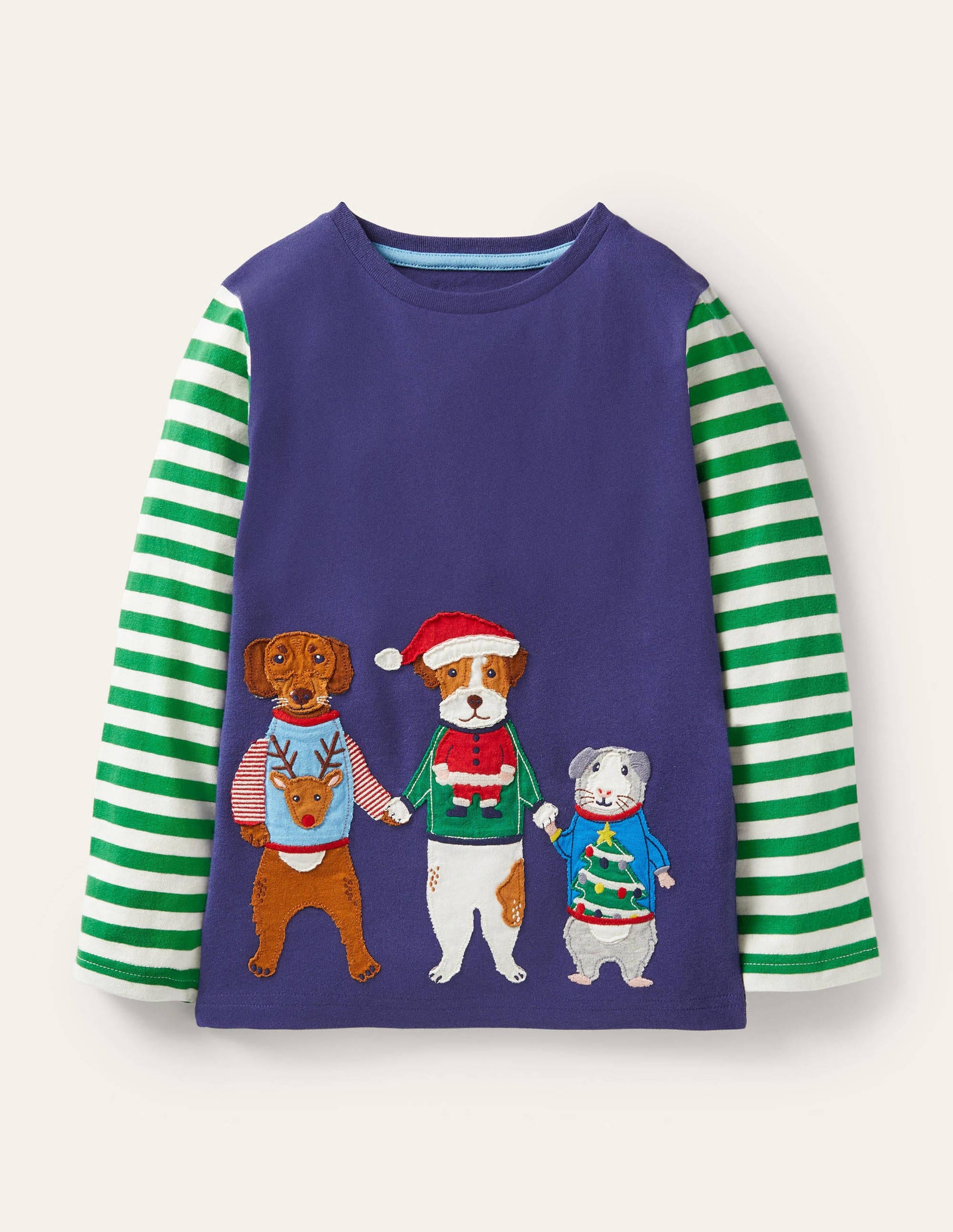T-shirt à appliqué festif-Amis animaux bleu tribord-1