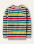 Kaschmirpullover mit Rundhalsausschnitt-Grau Meliert, Regenbogen