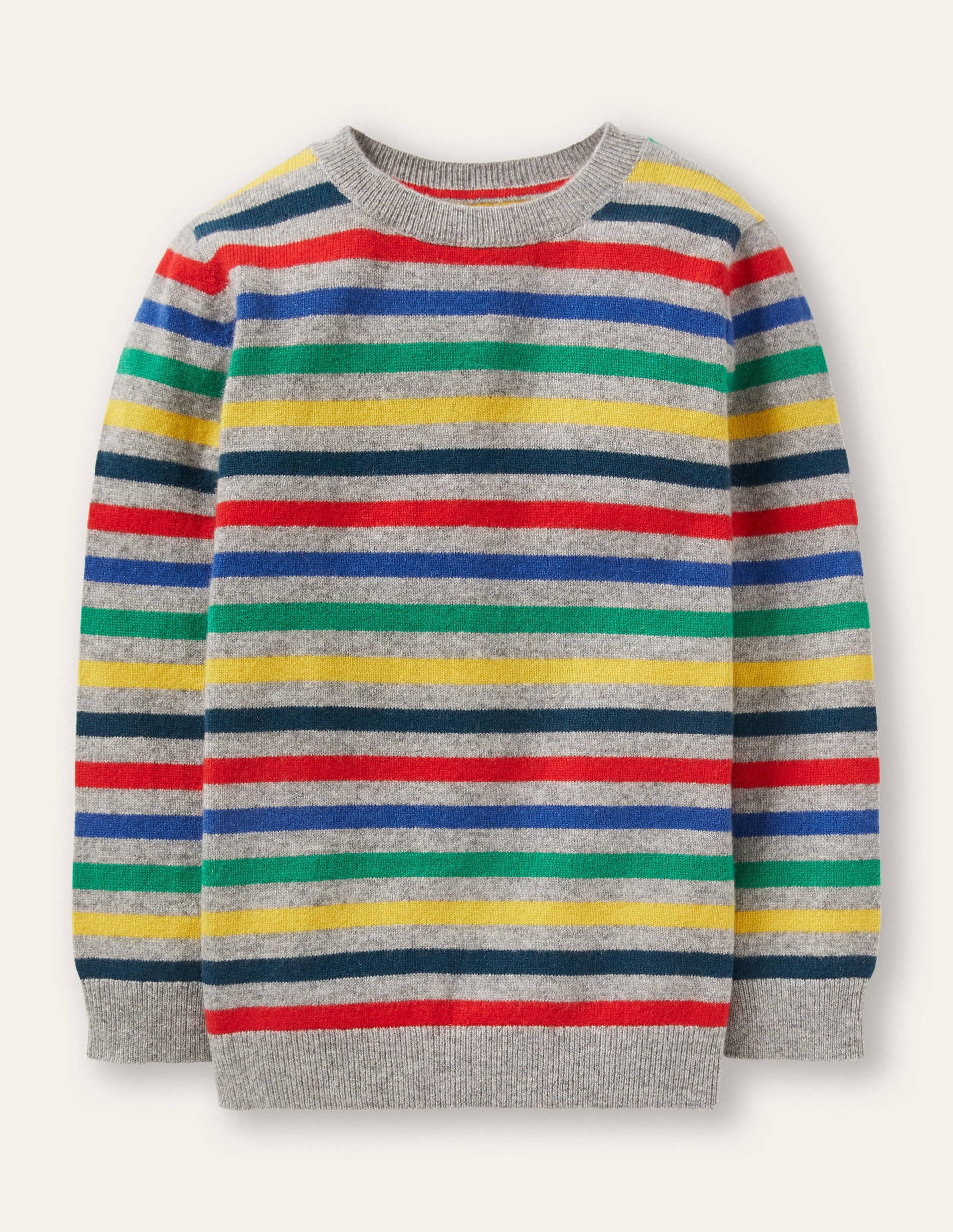 Kaschmirpullover mit Rundhalsausschnitt-Grau Meliert, Regenbogen-1