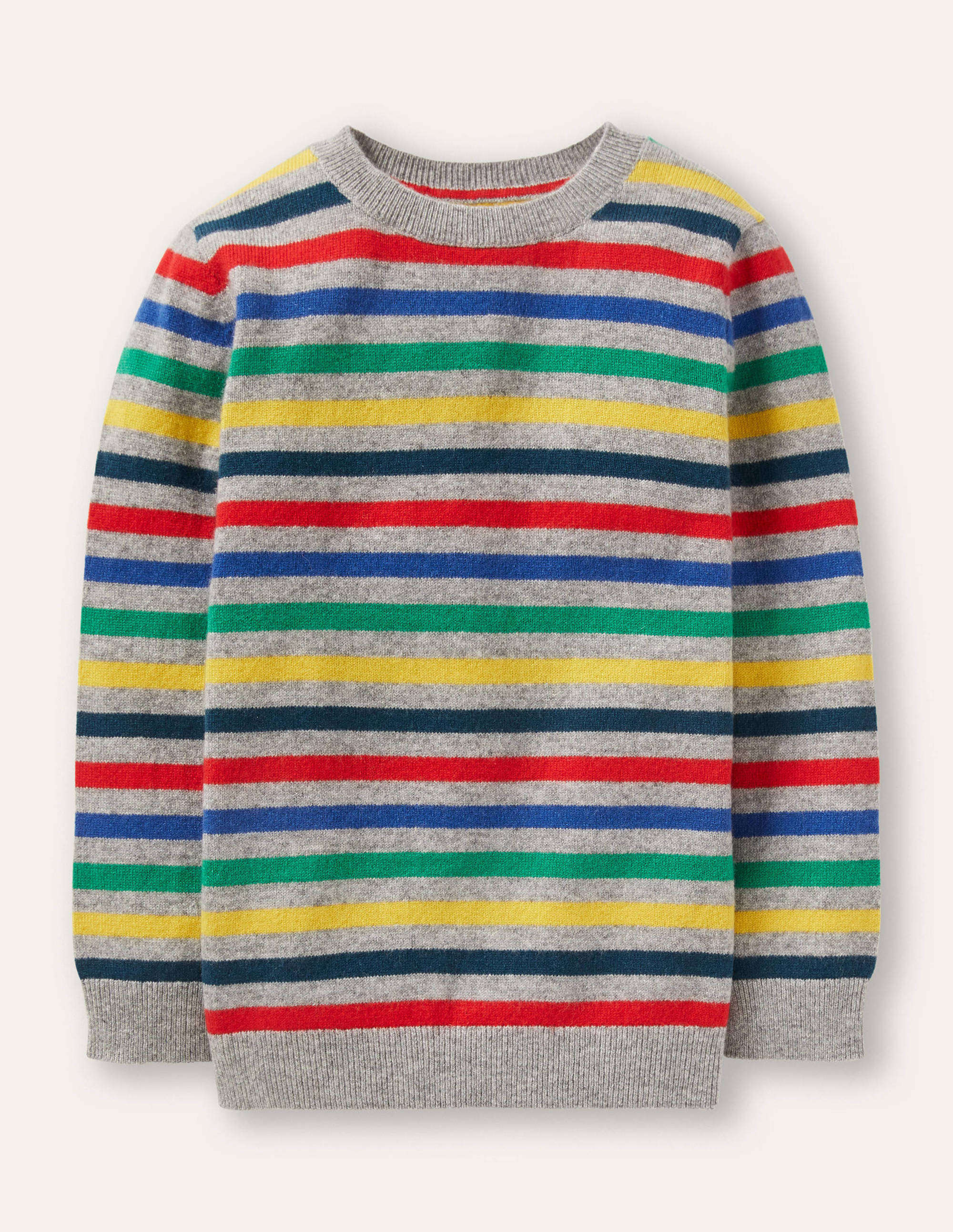 Kaschmirpullover mit Rundhalsausschnitt-Grau Meliert, Regenbogen - Image 1