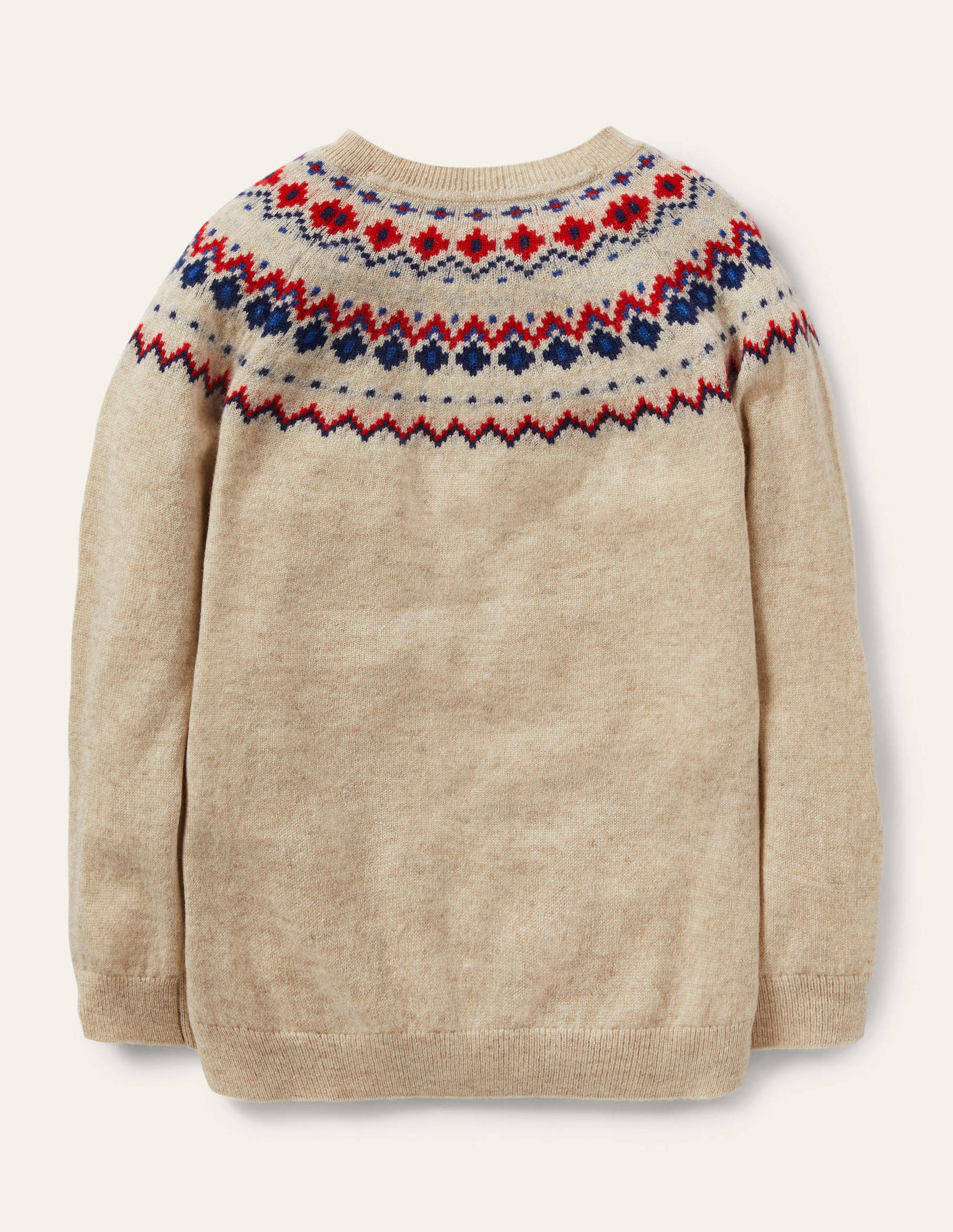 Pull col rond en cachemire-Motif jacquard avoine chiné-2