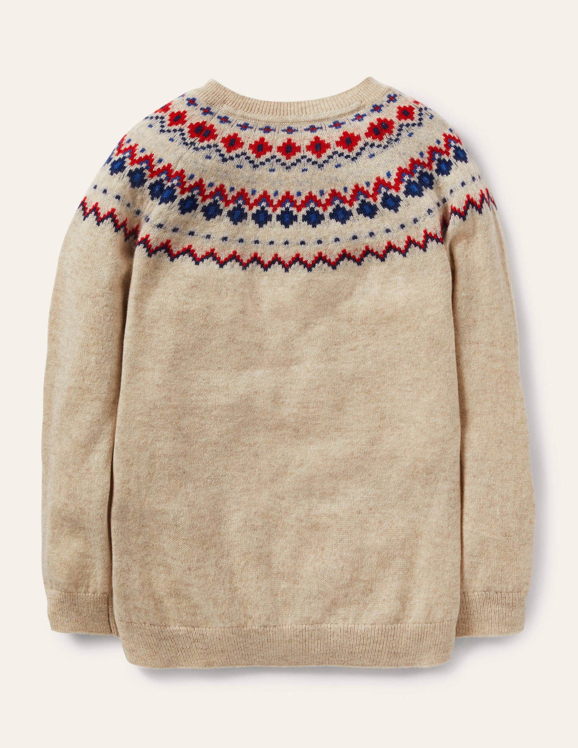Pull col rond en cachemire-Motif jacquard avoine chiné - Image 2