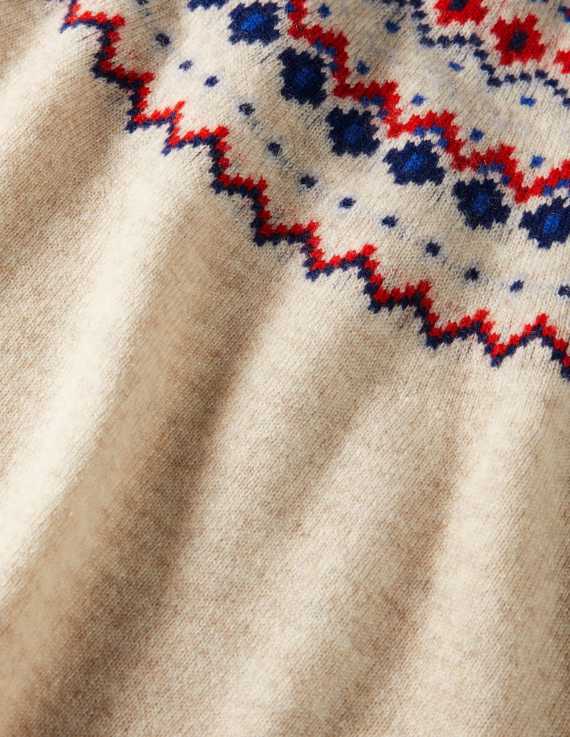 Pull col rond en cachemire-Motif jacquard avoine chiné-3