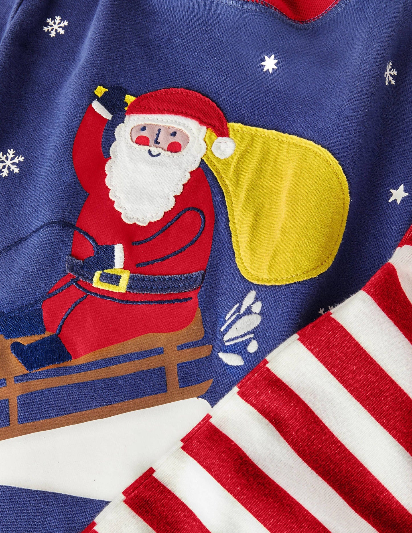 Anliegender langer Schlafanzug mit Applikation-Segelblau, Weihnachtsmann
