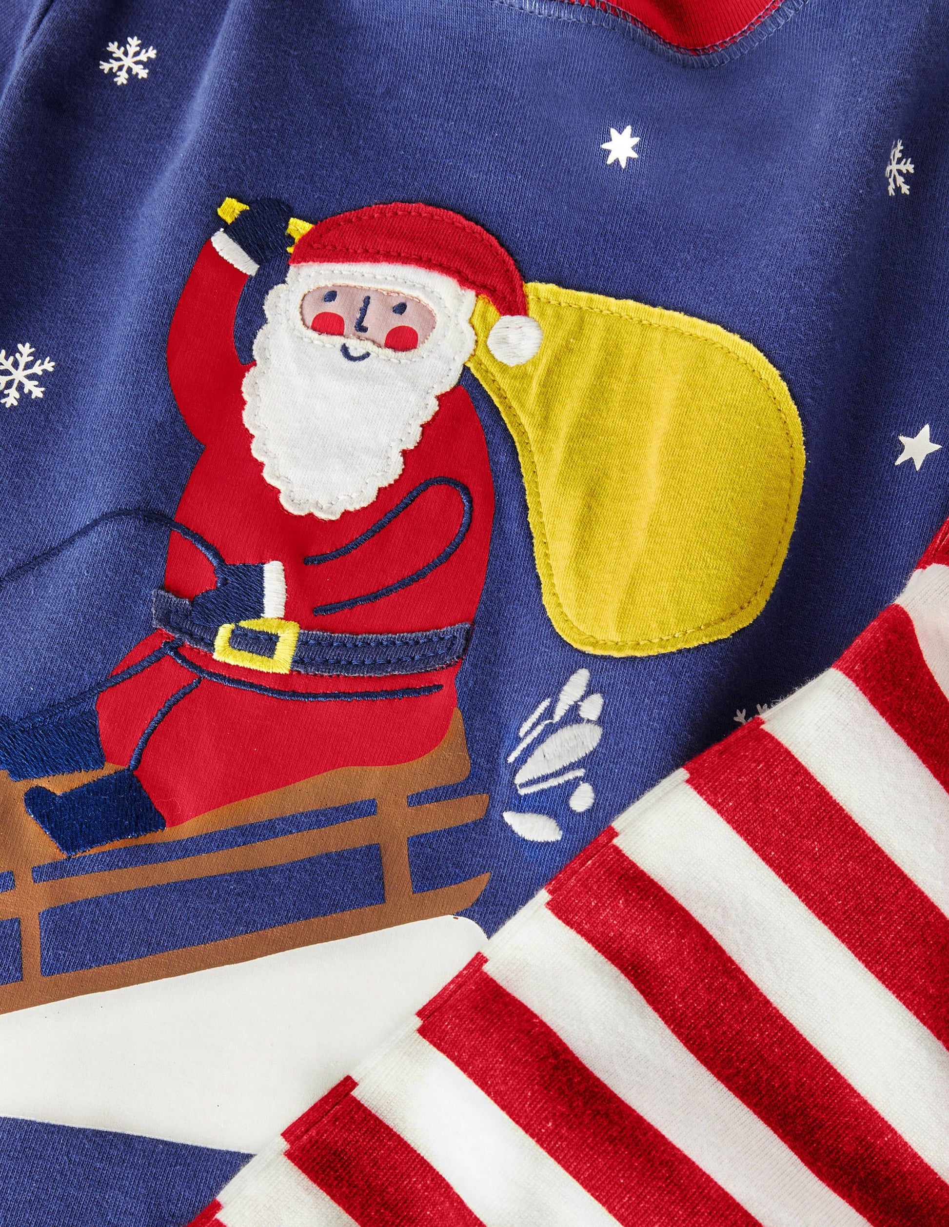 Anliegender langer Schlafanzug mit Applikation-Segelblau, Weihnachtsmann-4