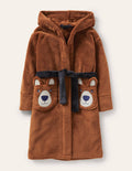 Robe de chambre cosy à appliqué-Ours marron foncé