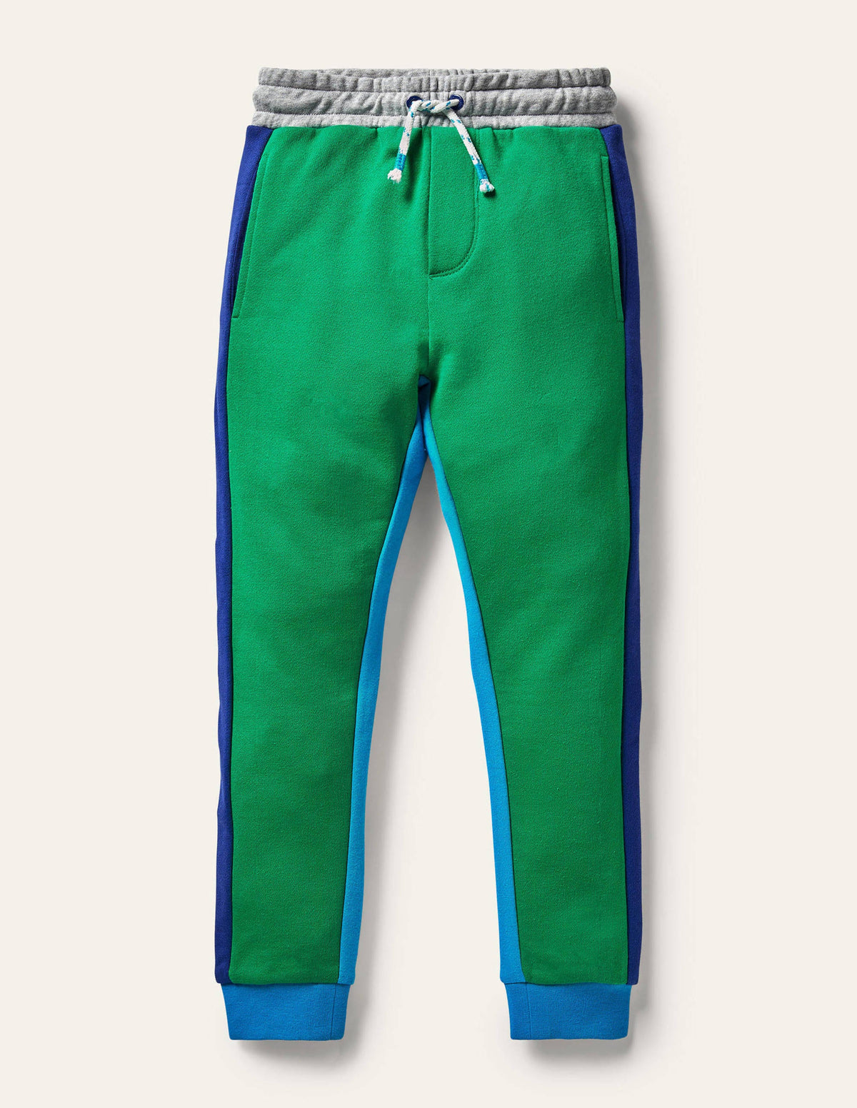Jogginghose mit Bein in Kontrastfarbe-Paprikagrün/Marokkoblau-3