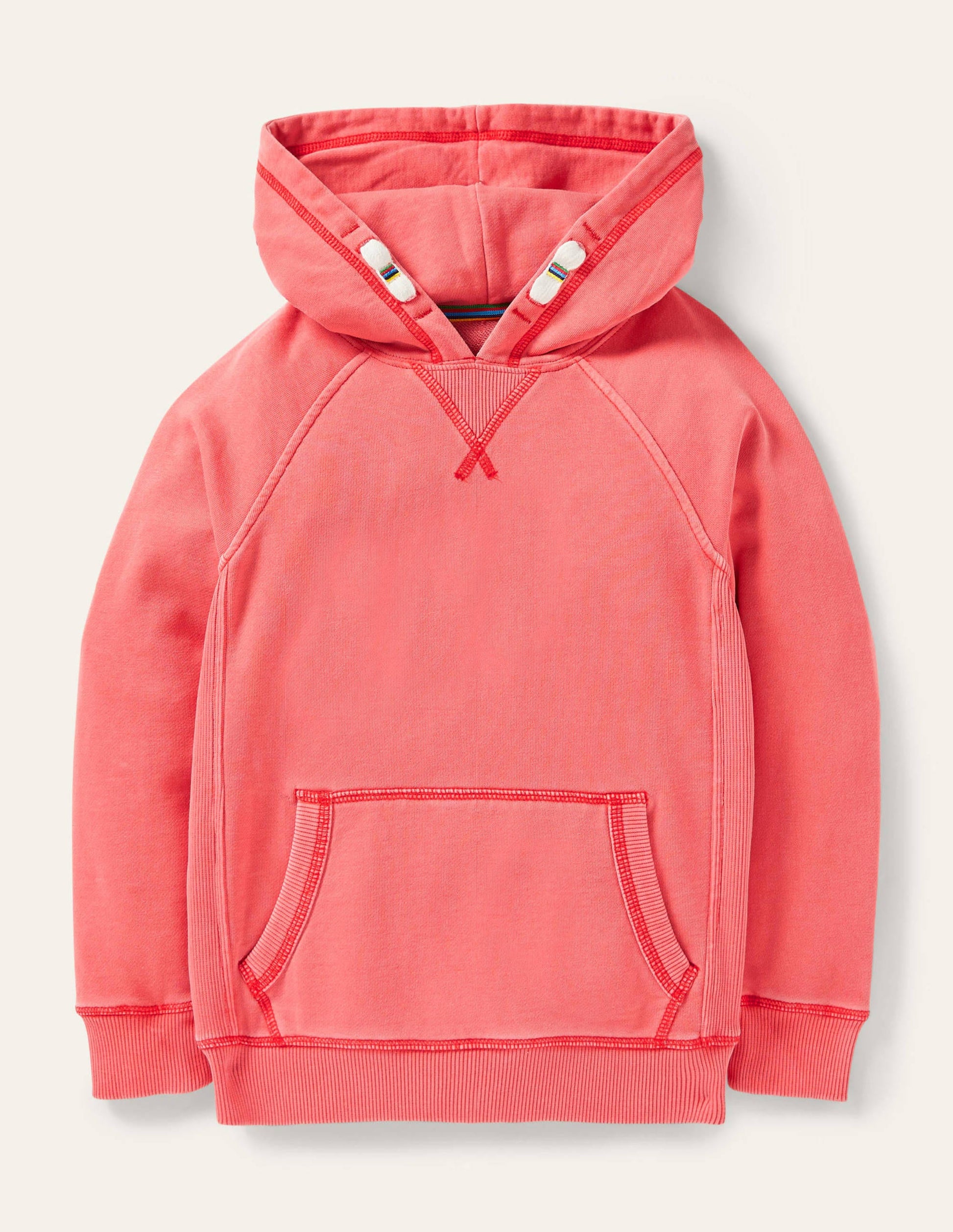 Stückgefärbter Hoodie-Erdbeerkuchenrot-1