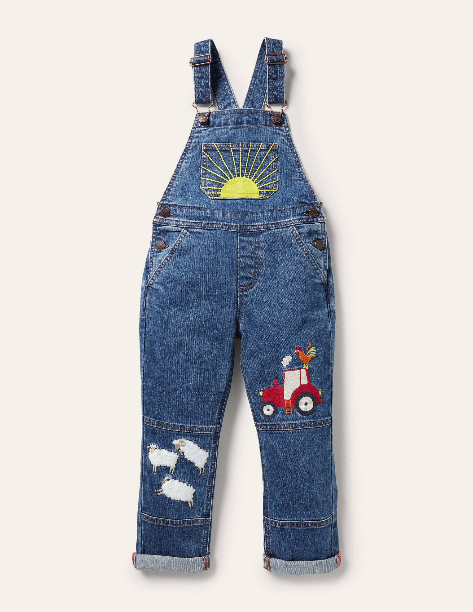 Fröhliche Latzhose-Dunkles Vintageblau, Wettermotiv - Image 4
