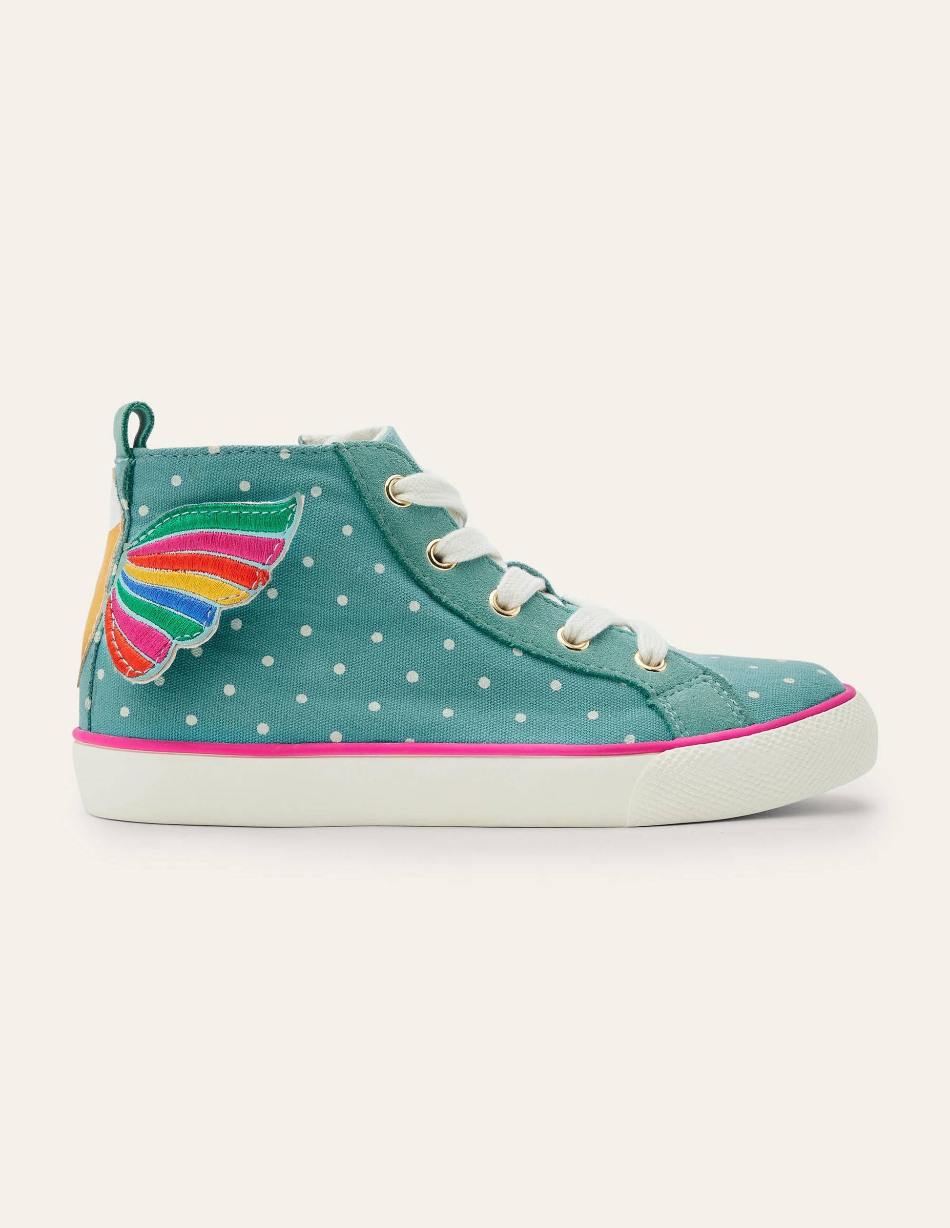 Fröhliche hochgeschnittene Turnschuhe-Bachblau, Regenbogen-Vogel-2