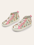 Leather High Top Trainers-Floral Metallic Leather