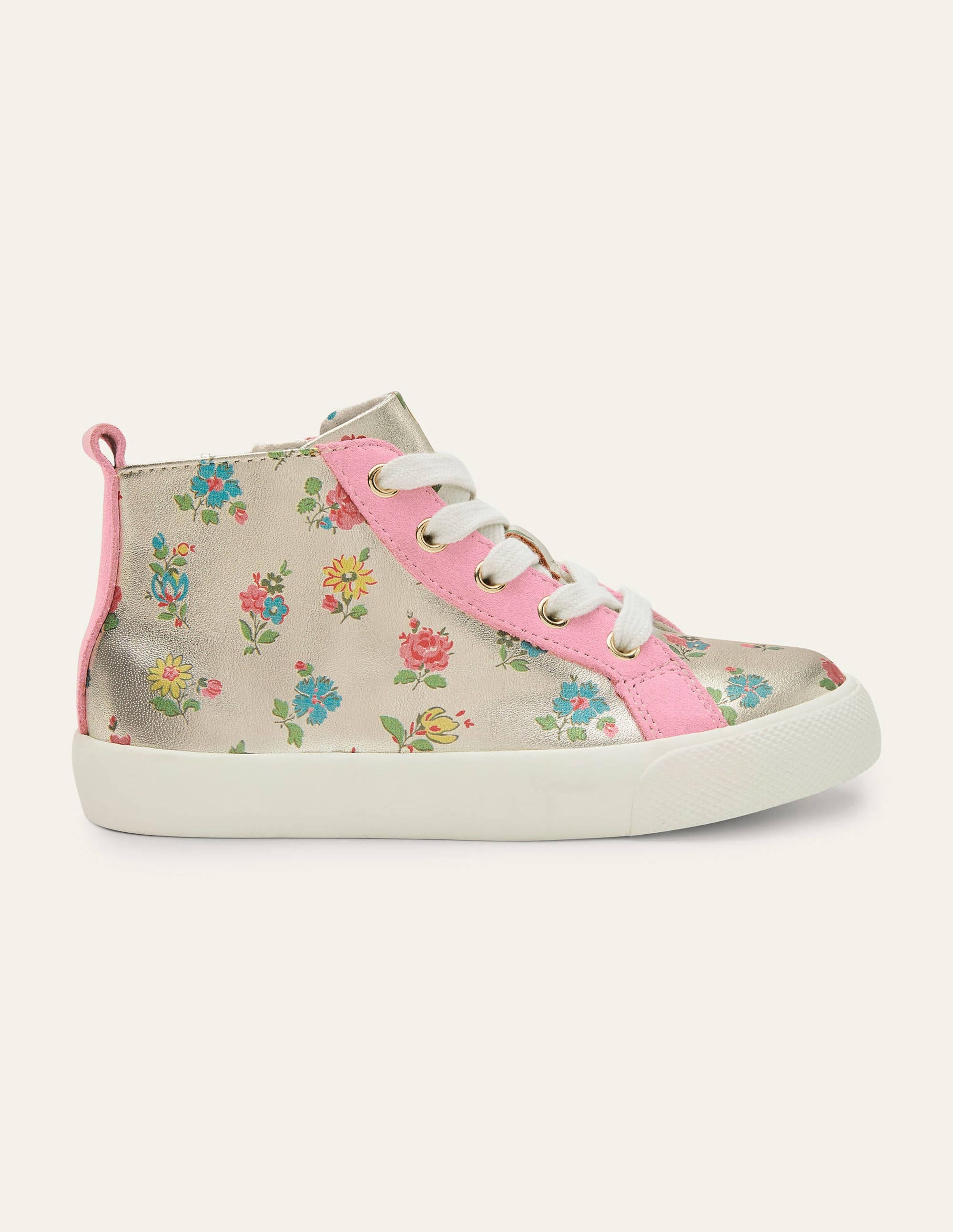 Leather High Top Trainers-Floral Metallic Leather - Image 2