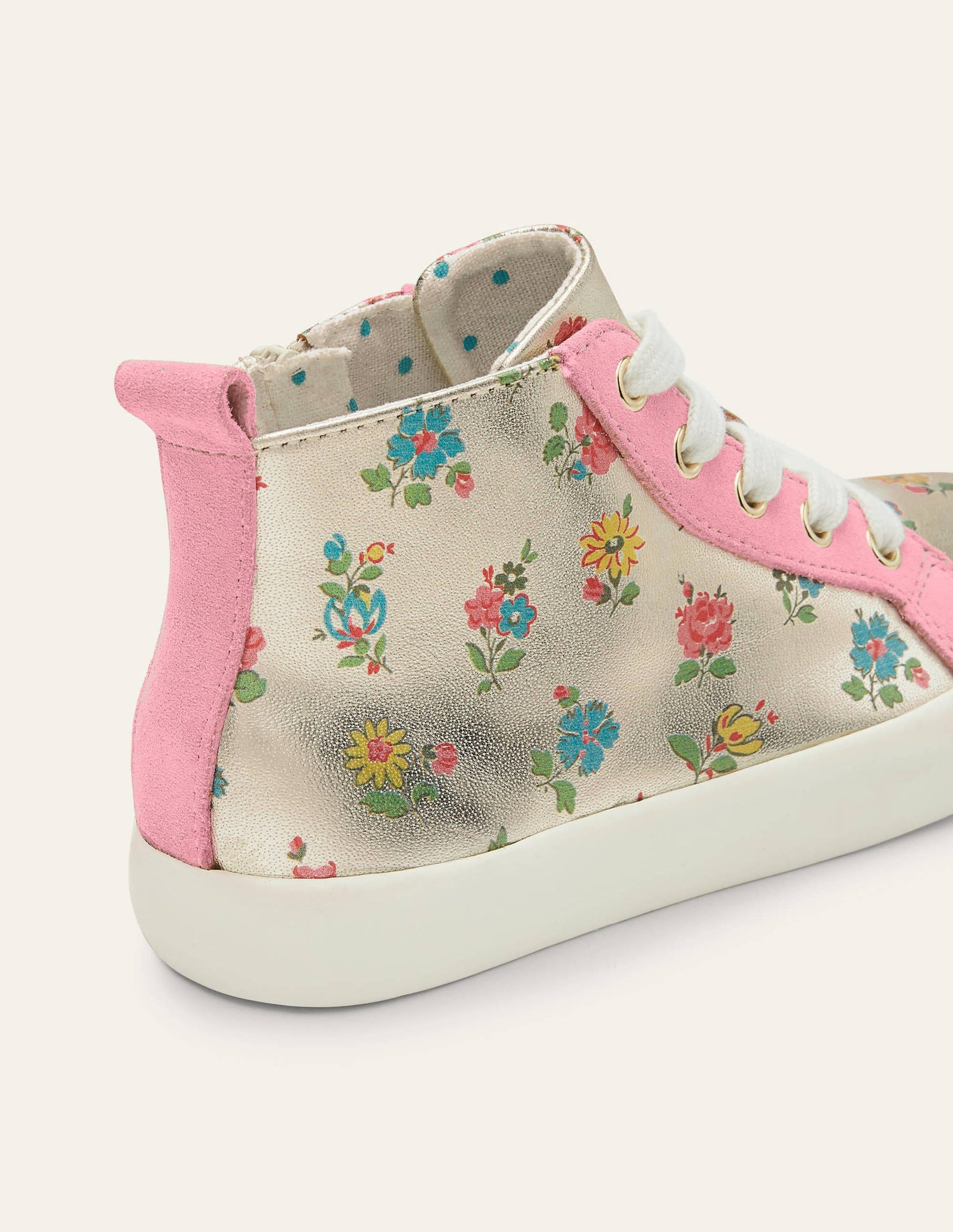 Leather High Top Trainers-Floral Metallic Leather-3