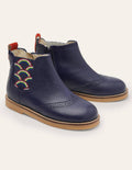 Chelsea-Boots aus Leder-Schuluniform-Navy
