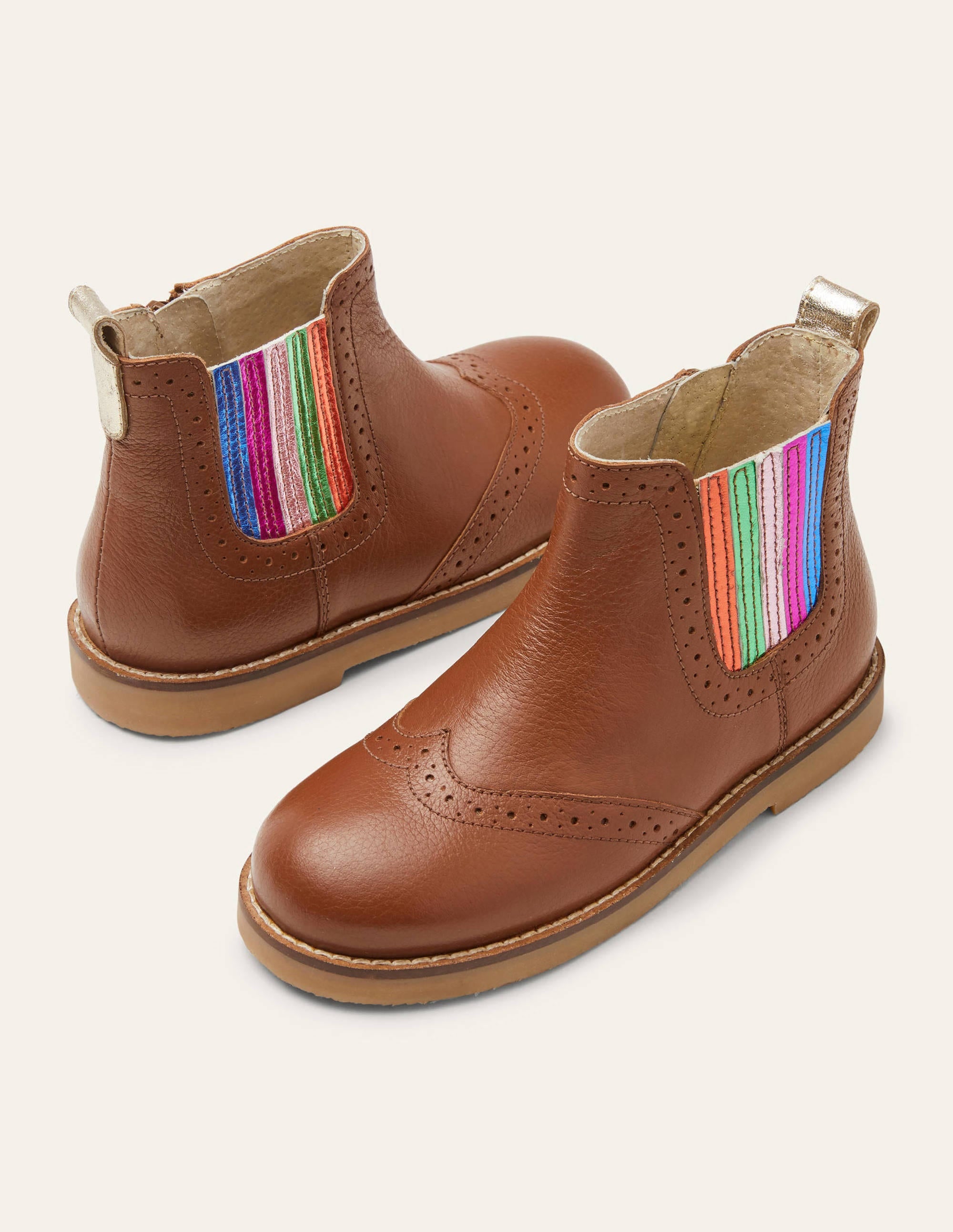 Chelsea-Boots aus Leder-Hellbraun, Regenbogen - Image 1