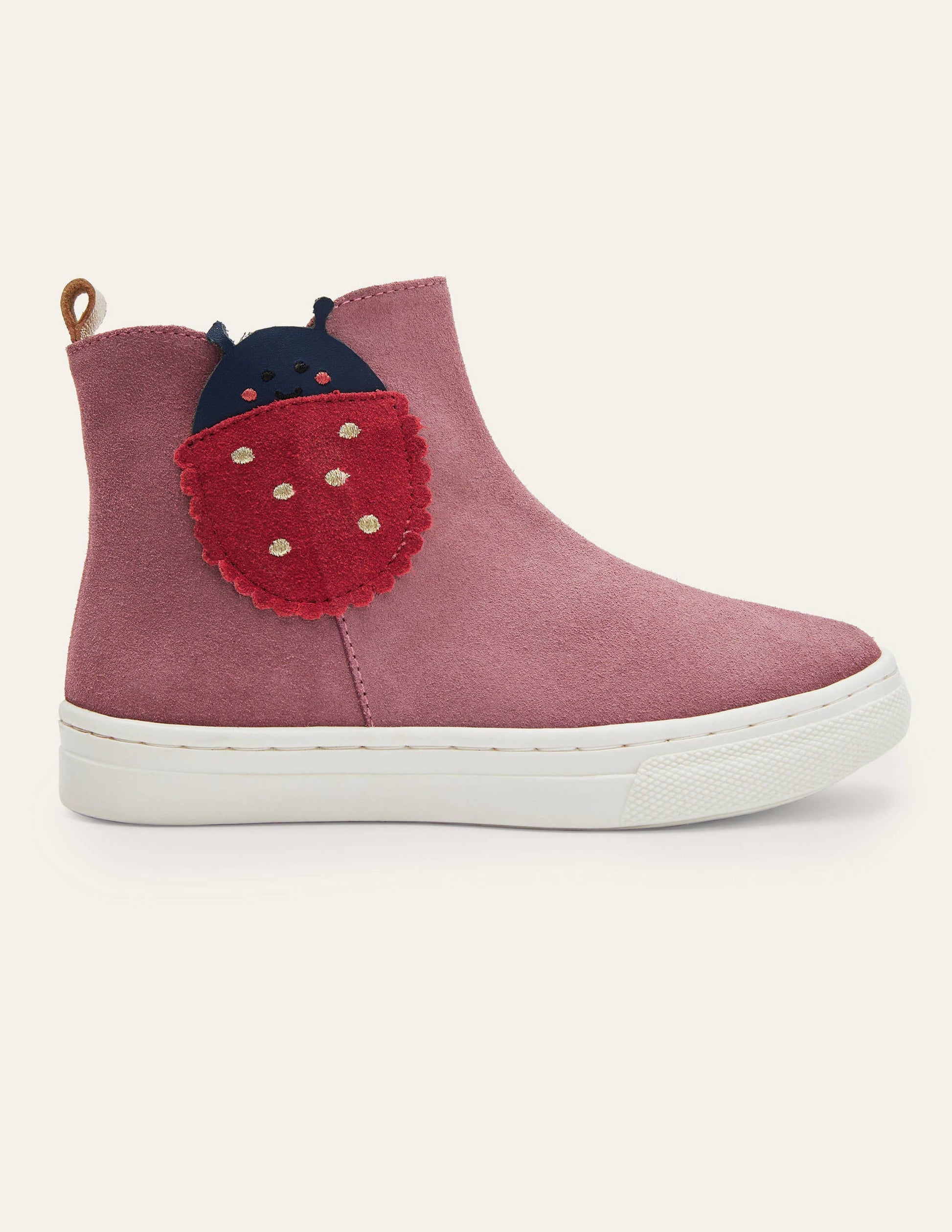 Originelle Veloursleder-Boots-Hellrosa, Marienkäfer-2