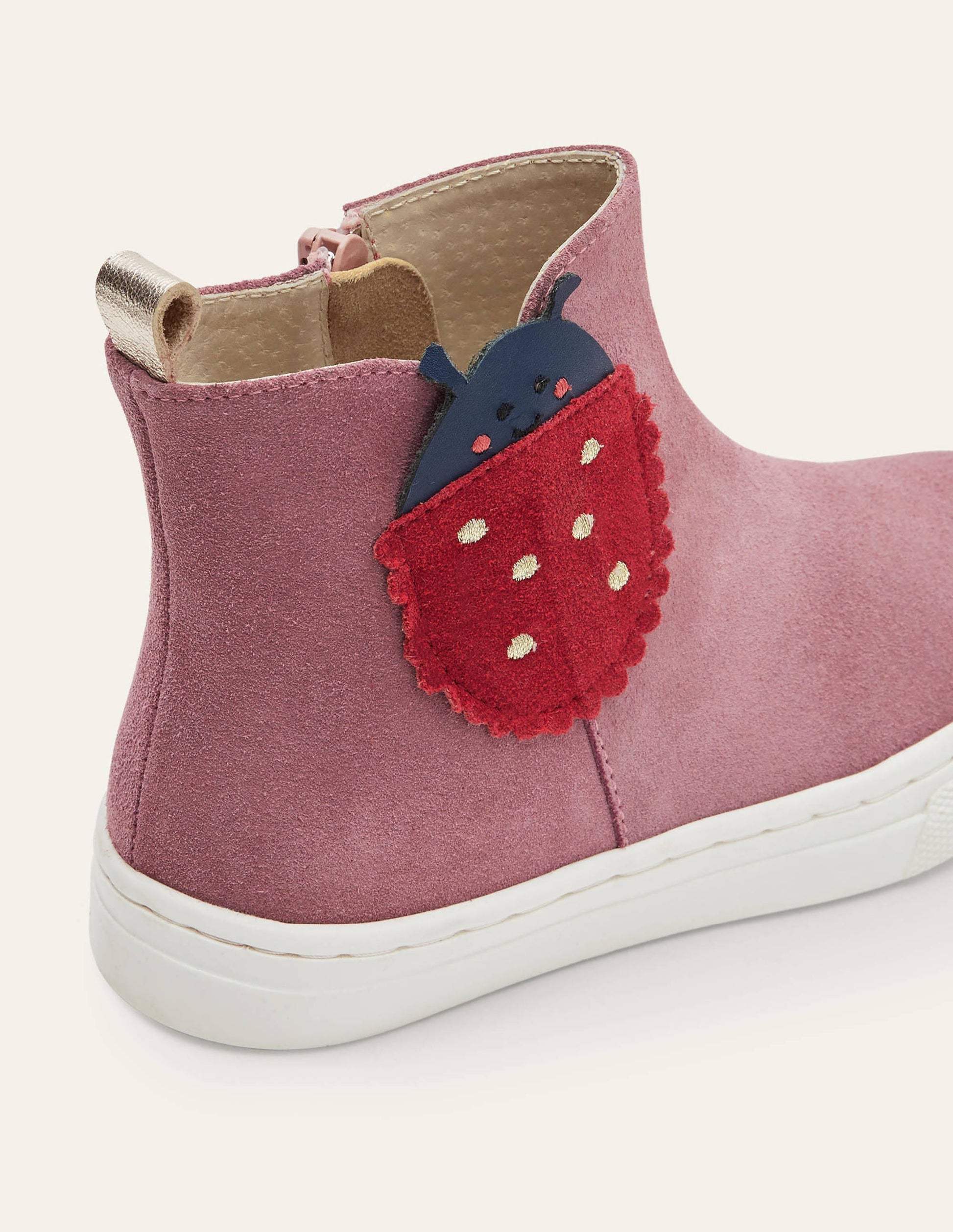 Originelle Veloursleder-Boots-Hellrosa, Marienkäfer-3