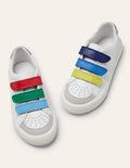 Niedrige Turnschuhe mit 3 Klettverschlüssen-Weiß, Regenbogen