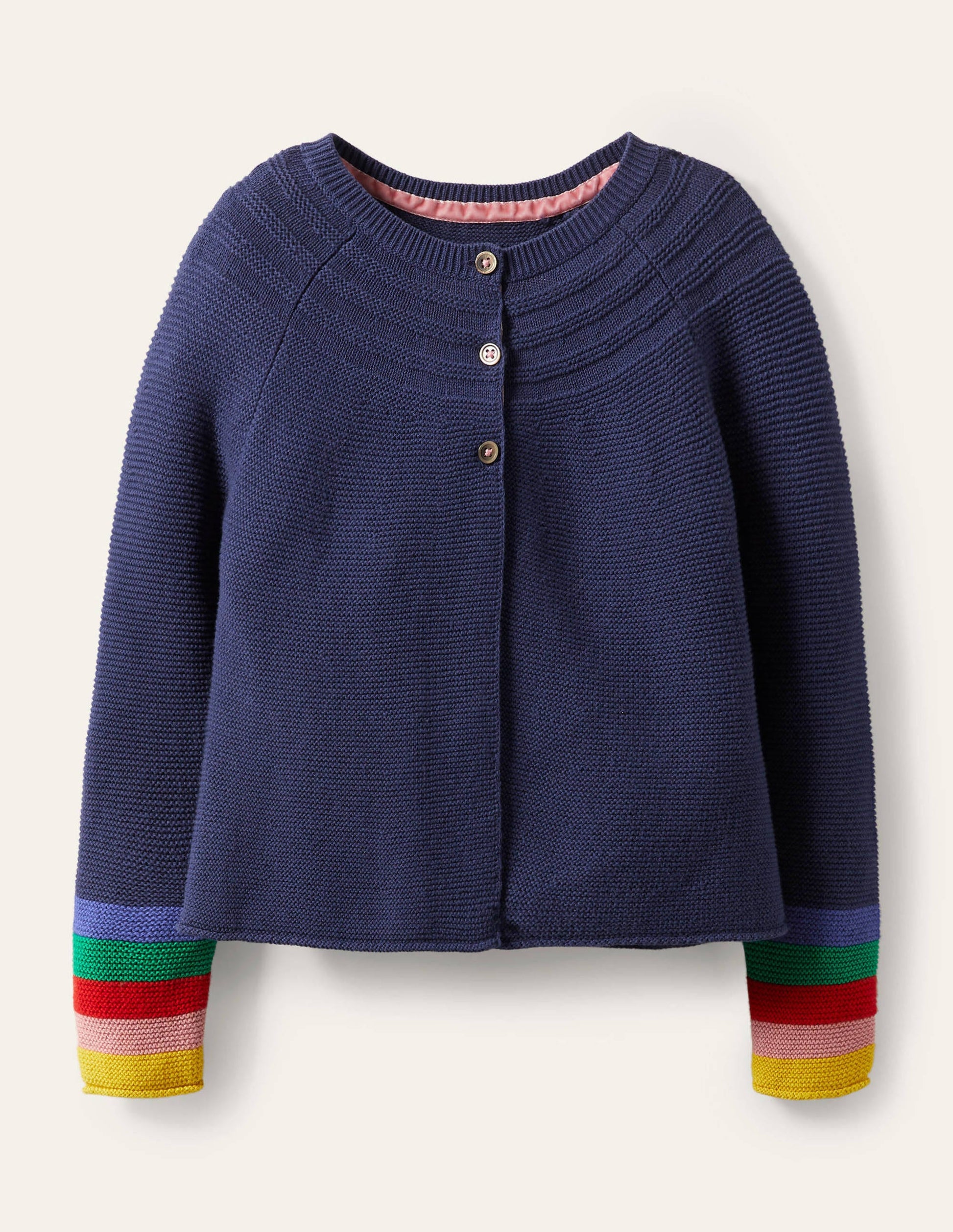 Cotton Cashmere Mix Cardigan-College Navy Rainbow-1