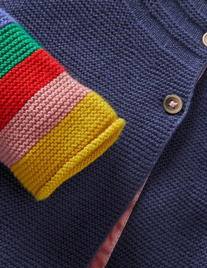 Cotton Cashmere Mix Cardigan-College Navy Rainbow-3