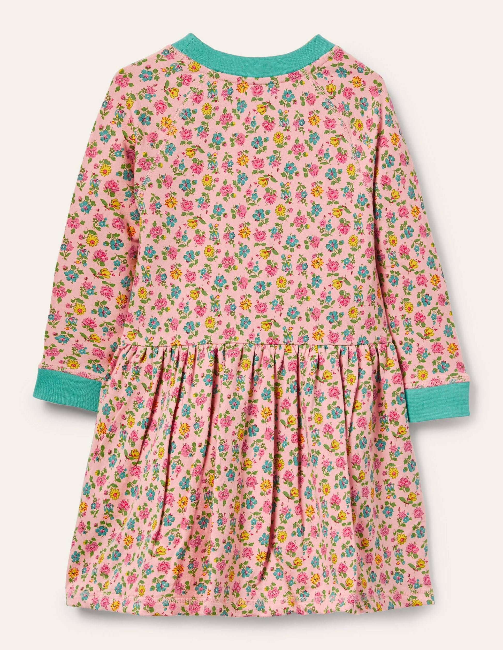 Sweatshirt-Kleid aus Jersey-Altrosa, Patchwork-Blumen-2