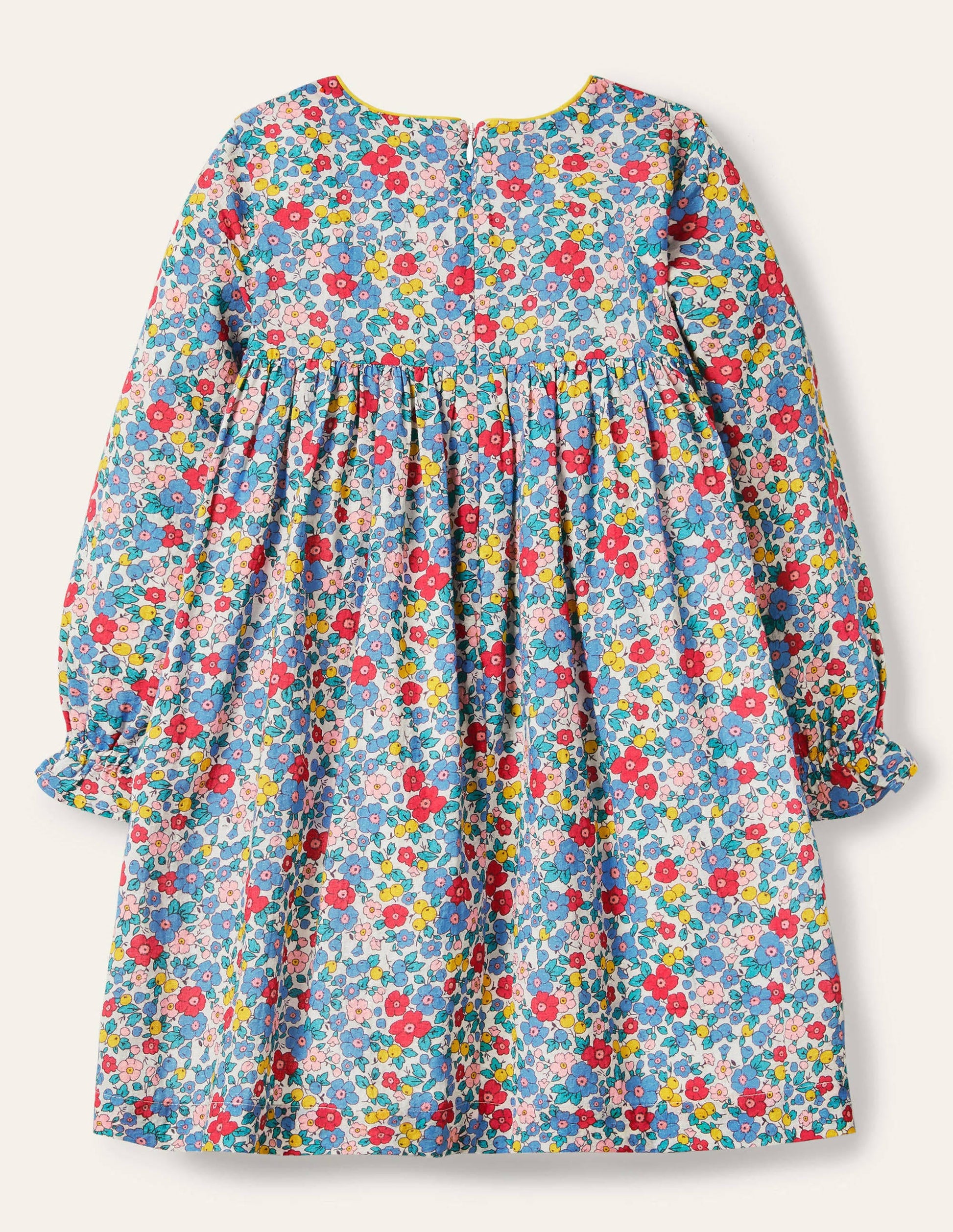 Robe à smocks-Motif floral fleur de pommier multi-2