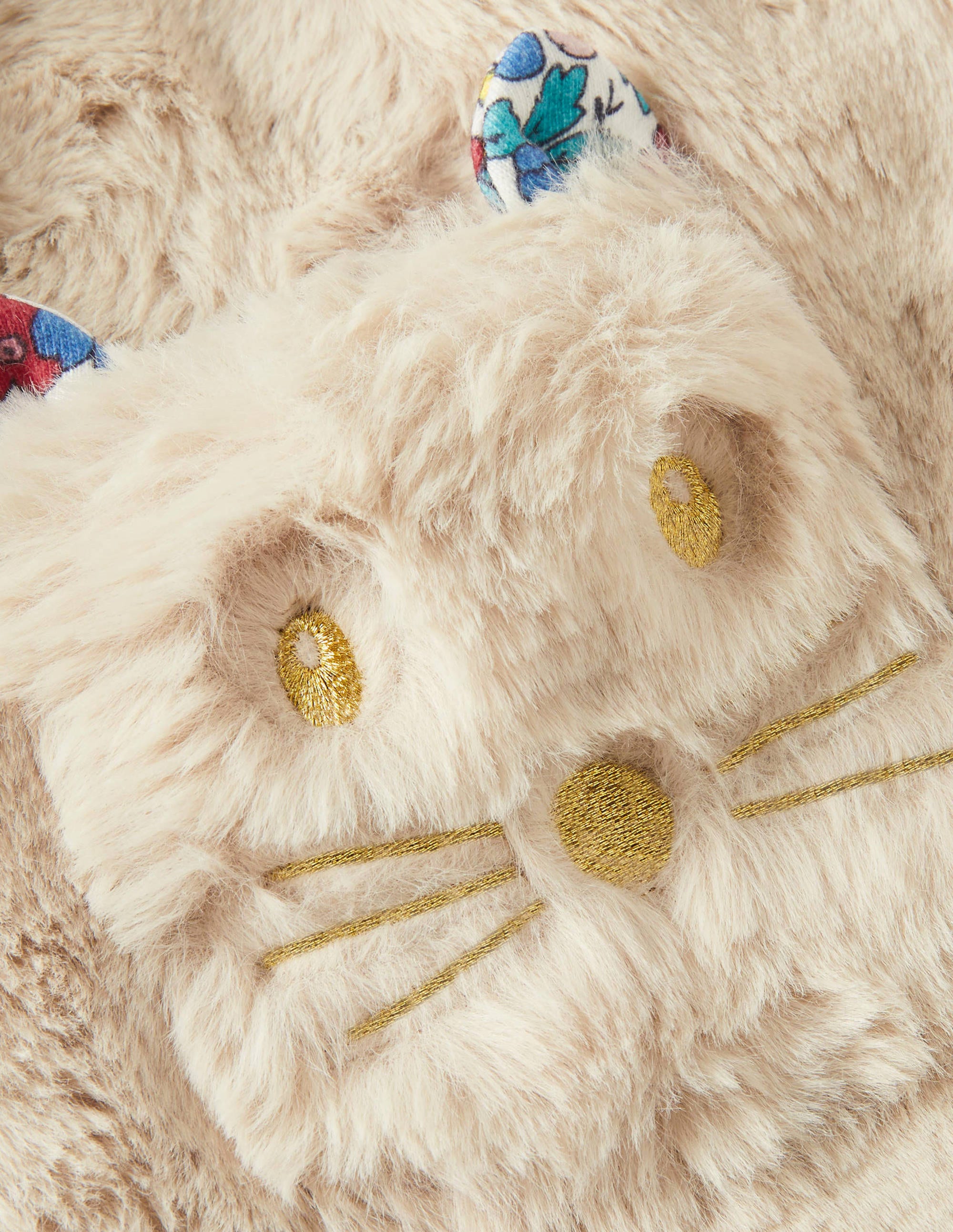 Veste sans manches en fourrure synthétique avec poches chats-Avoine - Image 3