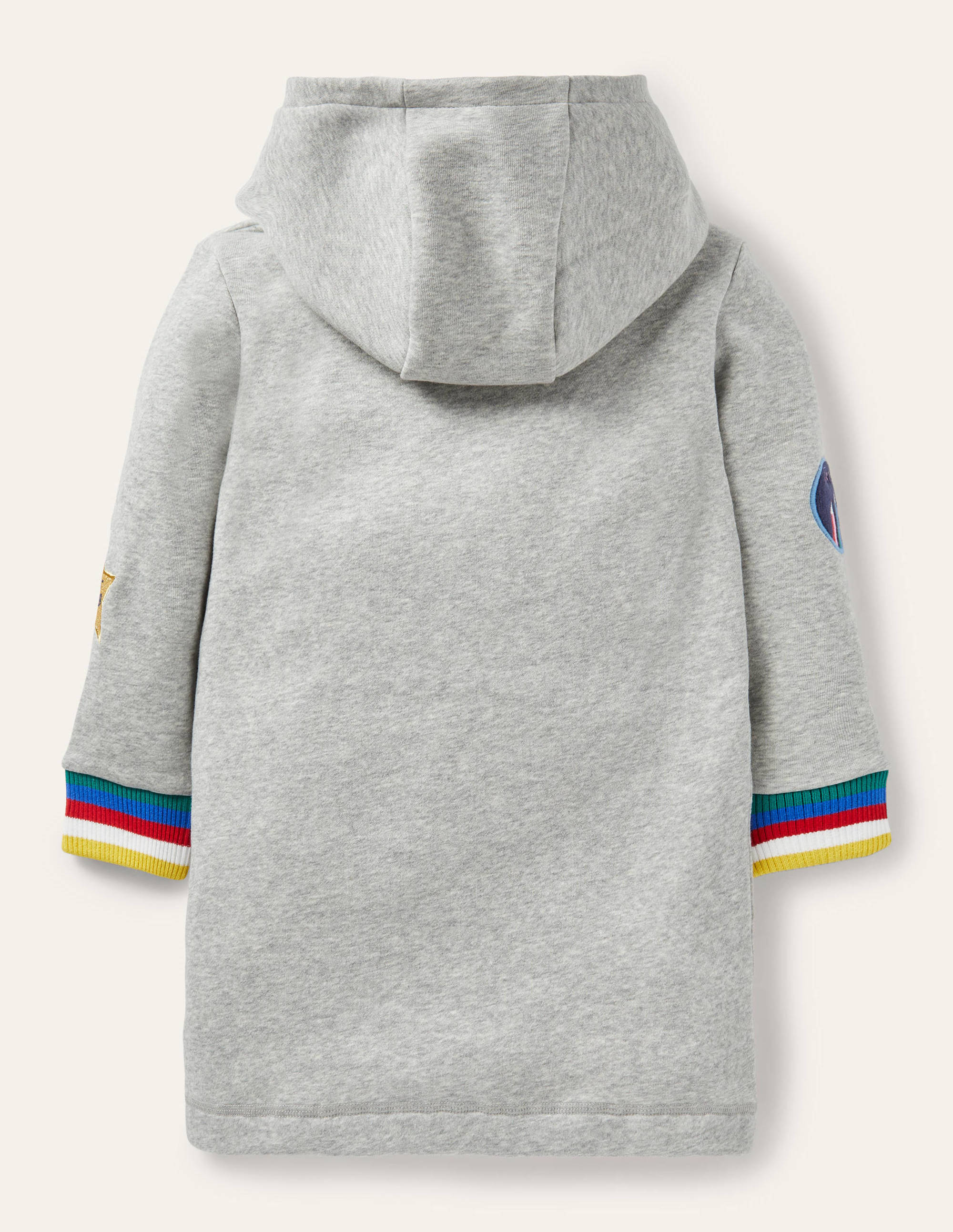 Cosy Hooded Sweatshirt Dress-Grey Marl Badges - Image 2