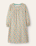Printed Long-sleeved Nightie-Ivory Patchwork Floral