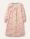 Printed Long-sleeved Nightie-Dusty Pink Guinea Pigs