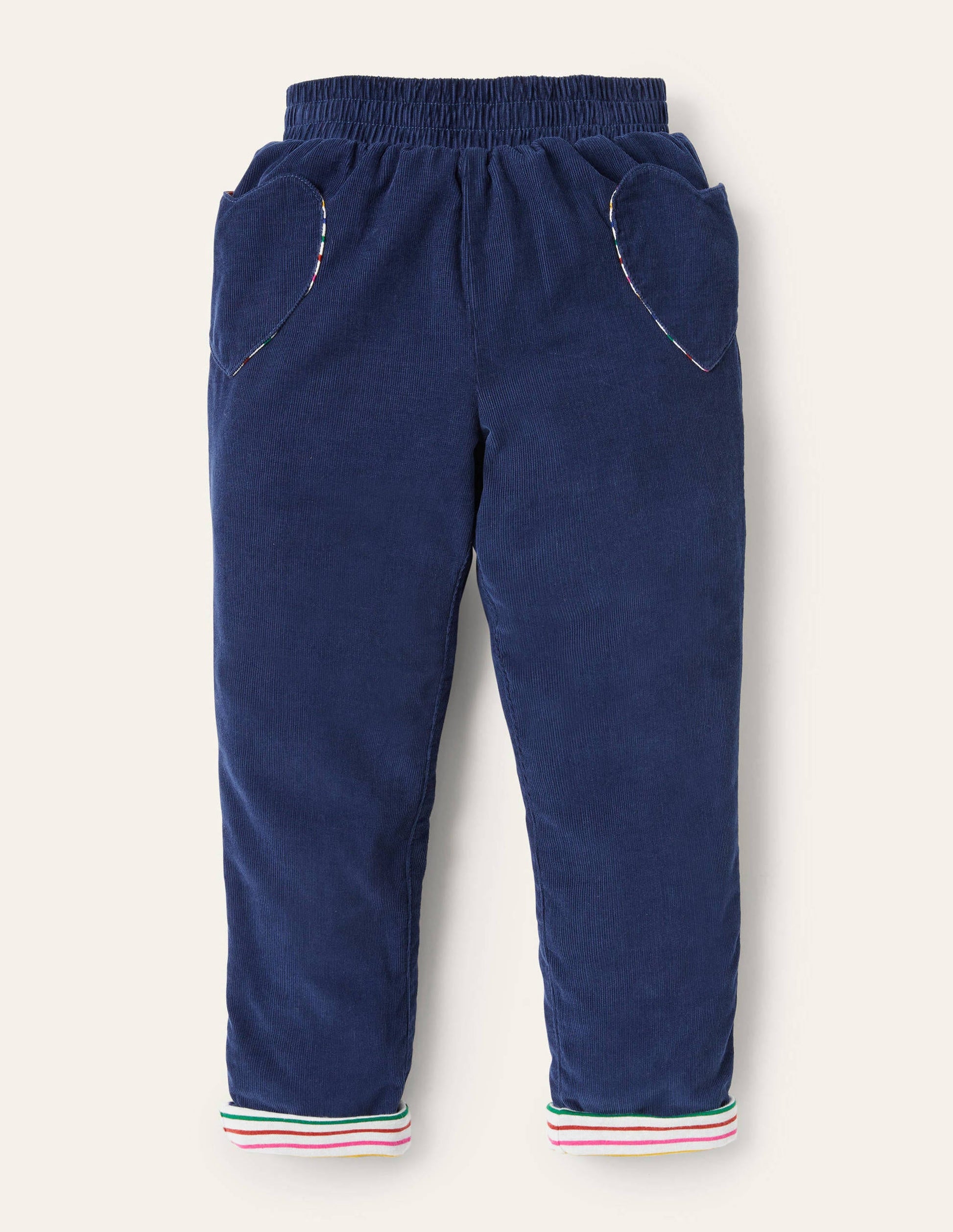 Lined Pull-on Cord Trousers-College Navy-1