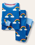 Im Dunkeln leuchtender Schlafanzug mit anliegender Passform-Marokkoblau, Regenbogen mit Wolken